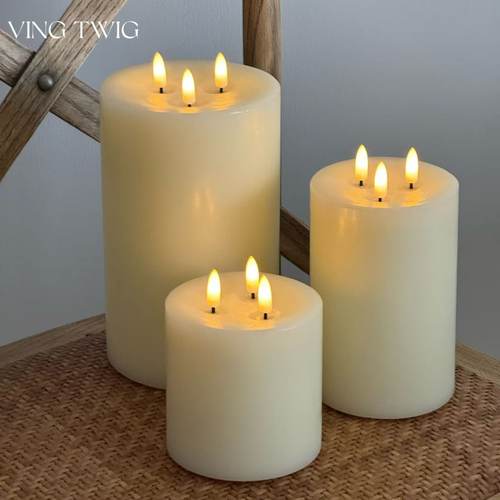 高仿真石蜡大号LED电子蜡烛氛围灯客厅餐厅咖啡店氛围感装饰摆件