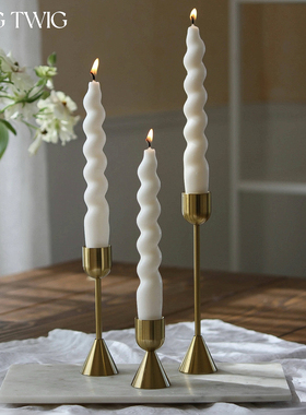 轻奢金属蜡烛烛台摆件家用简约高级氛围感烛光晚餐装饰烛台圆底座