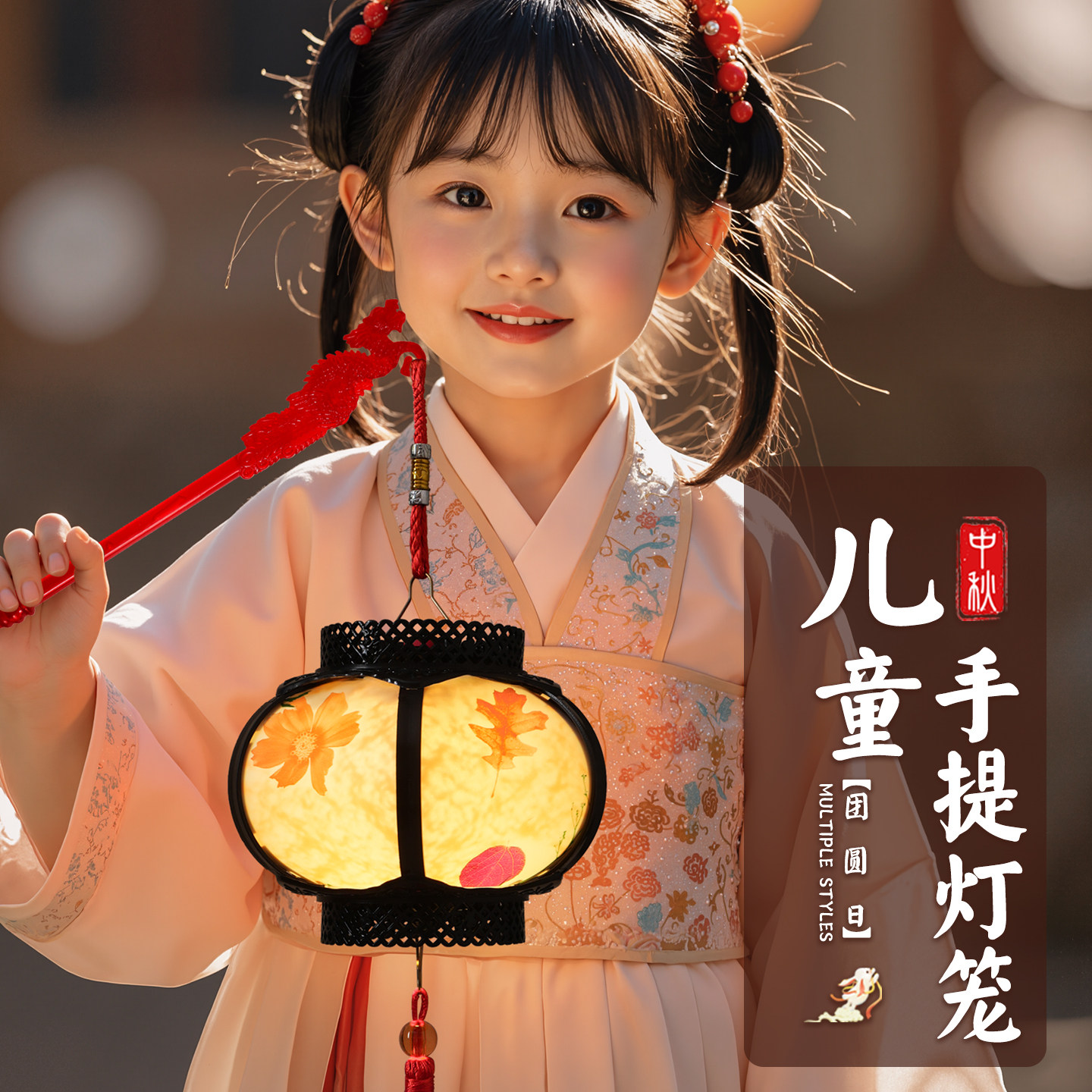 中秋节古风灯笼儿童手提中式宫灯2026新款diy八月十五小花灯成品