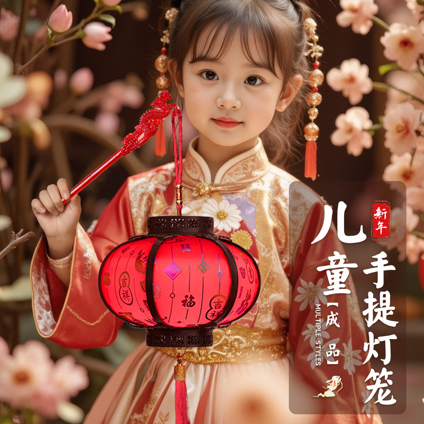 元宵节2026年新款节古风灯笼装饰中式宫灯儿童新年手提福字小花灯