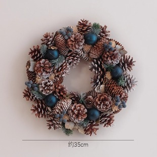圣诞节装饰品花环松果挂件圣诞树花圈家用酒店场景布置门挂饰吊饰