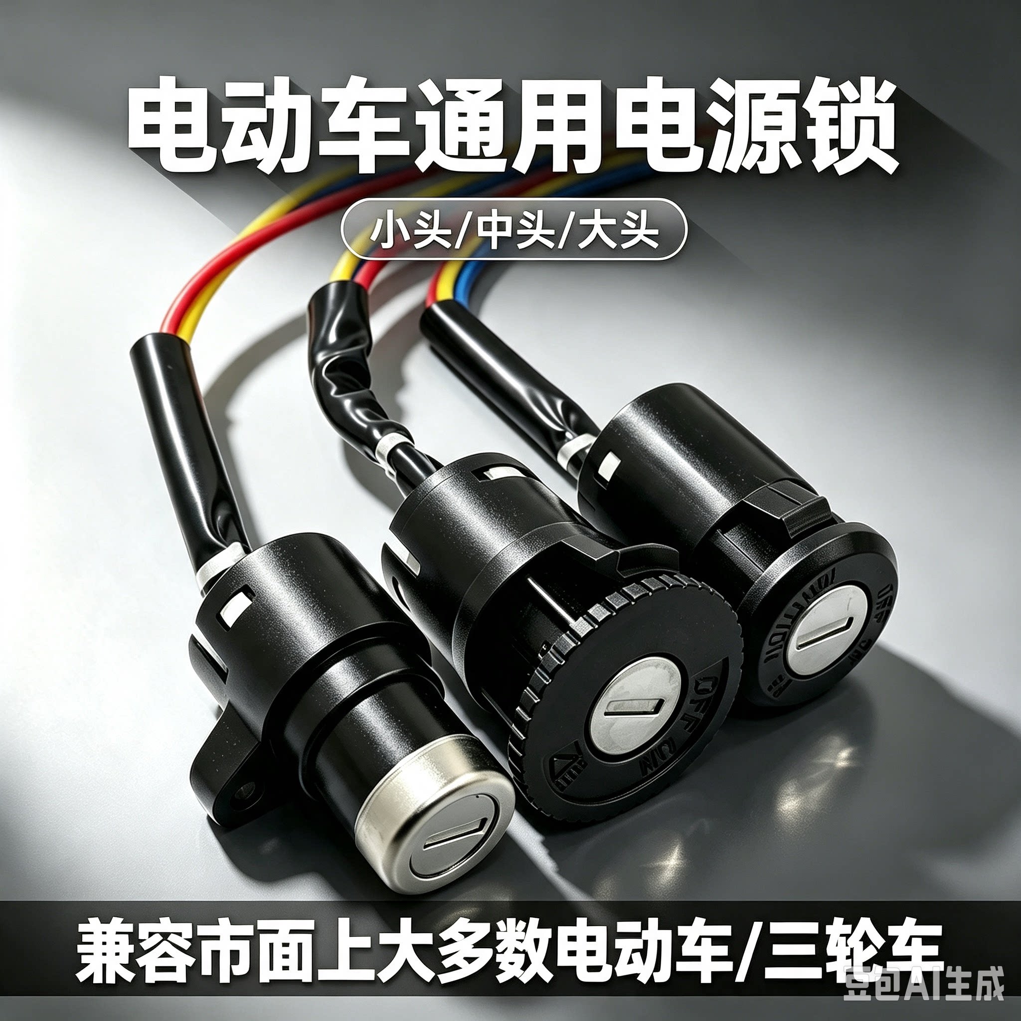 电动车电门锁锁芯电源锁钥匙锁开关锁适用雅迪爱玛台铃电瓶车通用