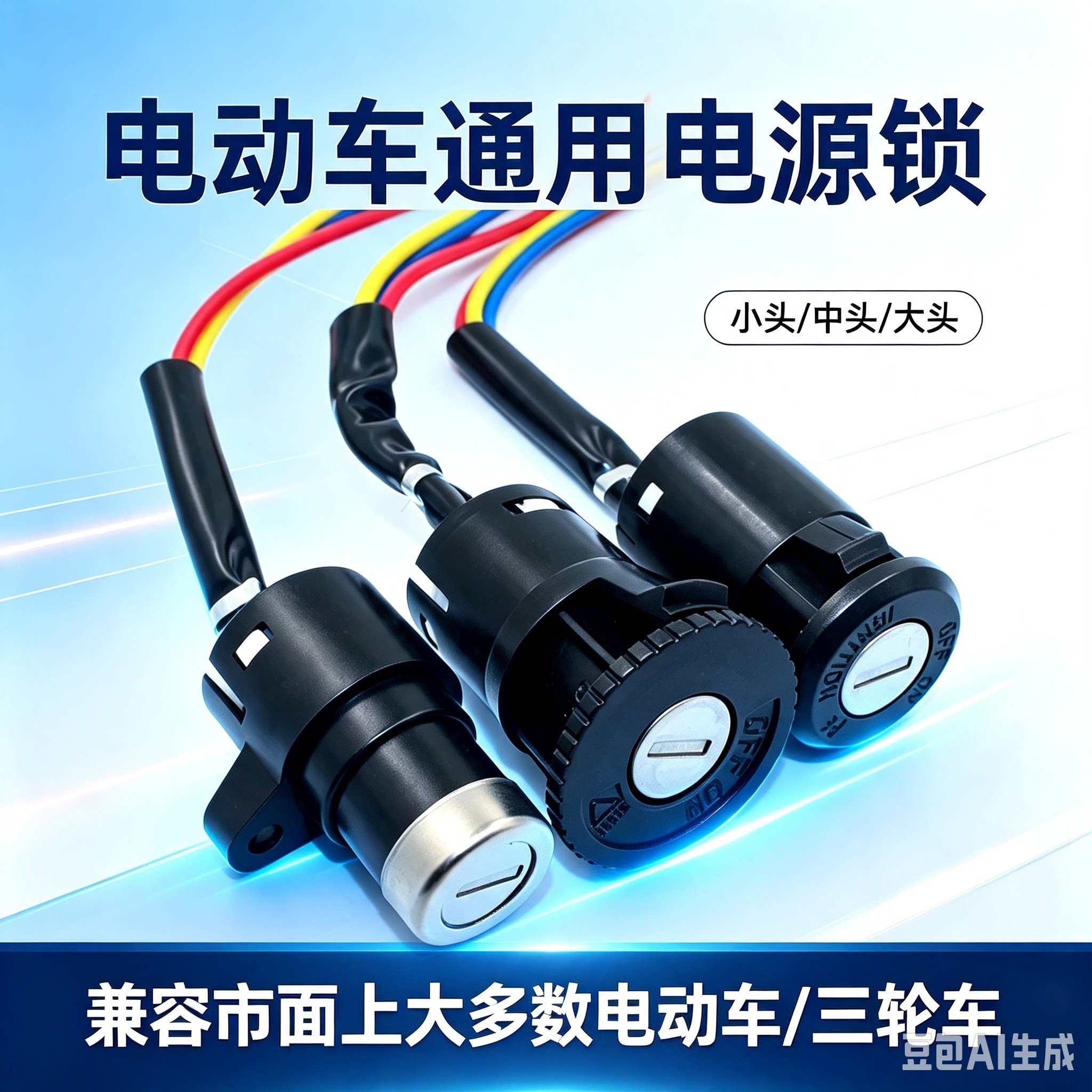 电动车电门锁锁芯电源锁钥匙锁开关锁适用雅迪爱玛台铃电瓶车通用
