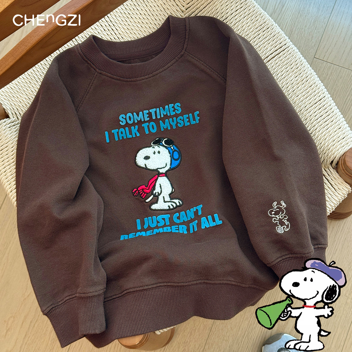 现货【史努比联名】100%棉男童春季史毛圈底潮牌卫衣橙子小童店