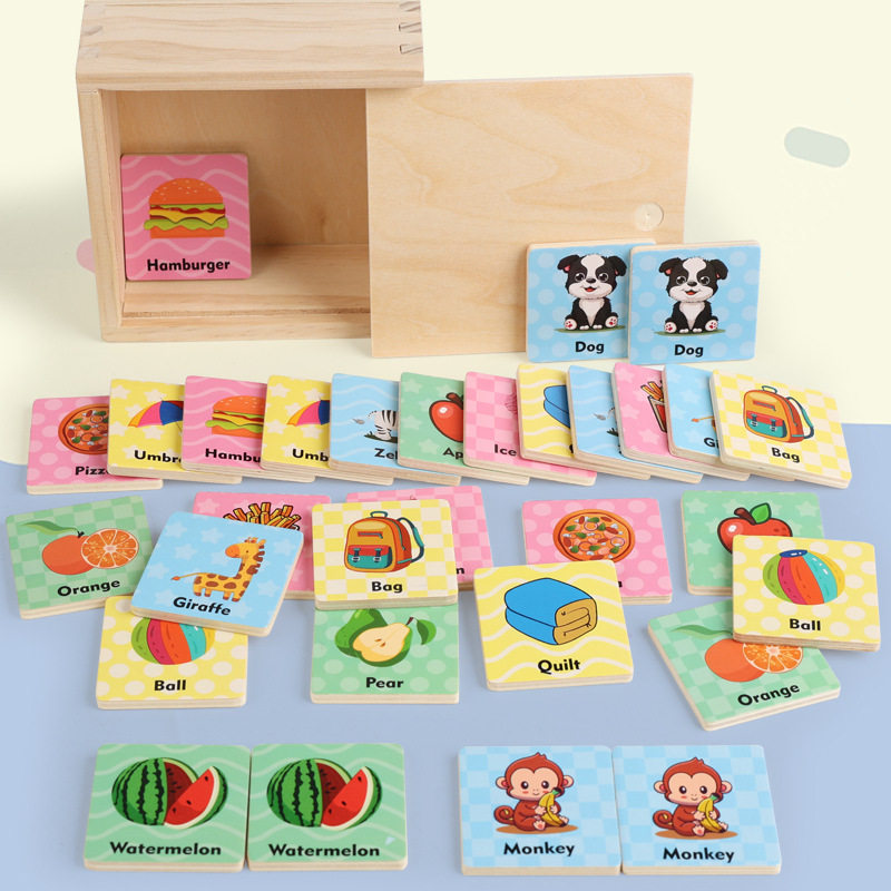 卡通动物卡片翻翻乐记忆棋逻辑思维图案配对游戏儿童早教益智玩具