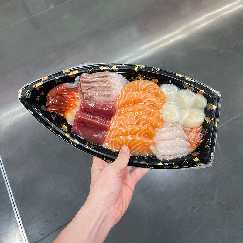 冰鲜刺身拼盘三文鱼大目阿根廷红虾北极贝贝柱580g开市客代购