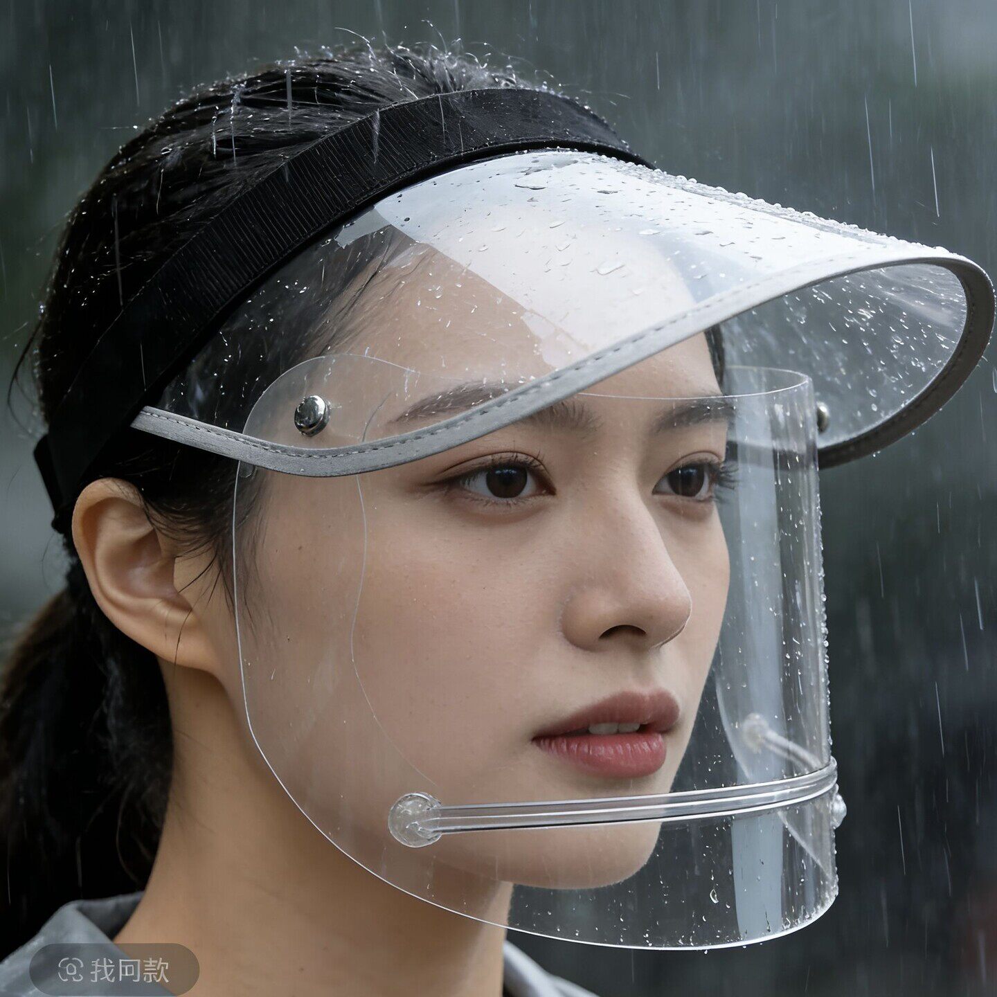 雨天骑车装备护目面罩头戴式电动车防雨面罩挡雨帽不湿脸男女通用