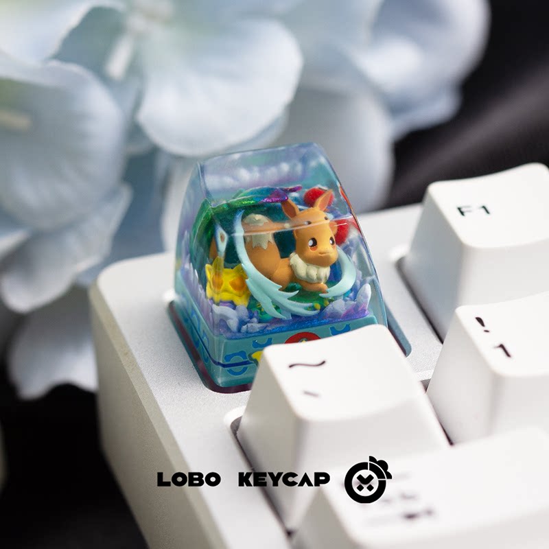 宝可梦神奇宝贝伊布个性键帽机械键盘帽单个十字透光树脂ESC键帽图片