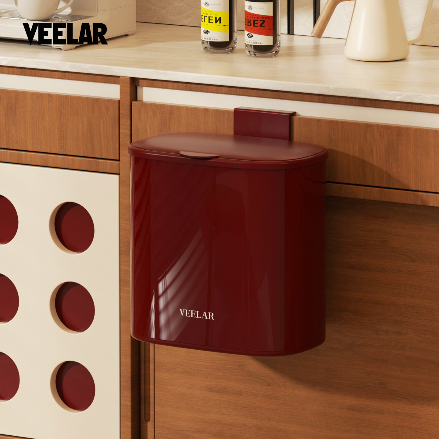 厨房垃圾桶挂式家用2025新款免弯腰复古厨余收纳橱柜壁挂高颜值