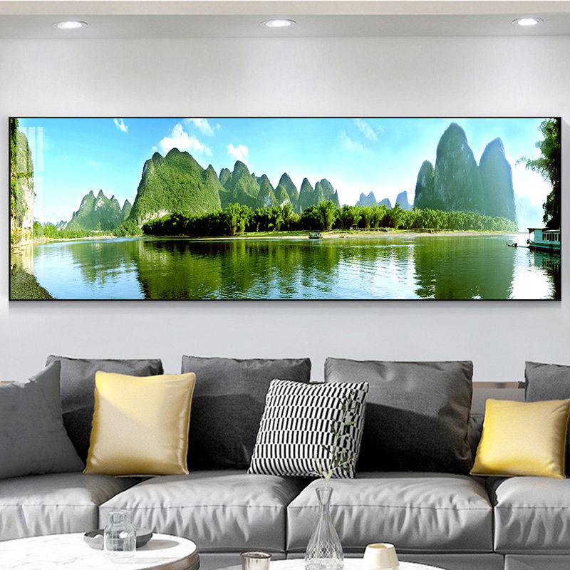 客厅沙发背景墙装饰画 画桂林山水风景画 画办公室墙上挂画 画晶