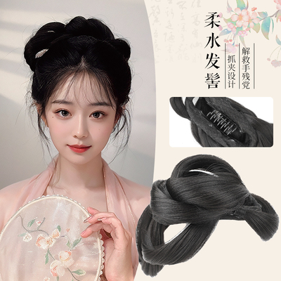 古风汉服假发抓夹一体式古装盘发发髻头饰假发包垫发唐风宋制发饰