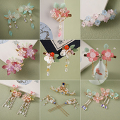 儿童古风发饰汉服女童头饰对夹发夹边夹发簪流苏步摇中国风发卡