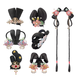 儿童汉服假发古风发包头饰一体式抓夹女童发箍发饰古装发髻古典舞