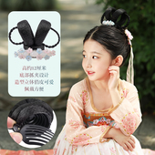 儿童汉服发饰抓夹一体式 假发包头饰古风古典舞发饰女童发髻 古装
