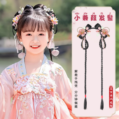 儿童汉服假发包发饰一体式发箍女童古风假发古装盘发造型发髻头饰