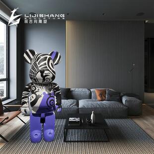 网红潮牌暴力熊公仔积木熊玻璃钢雕塑室内商场家装 办公室美陈摆件