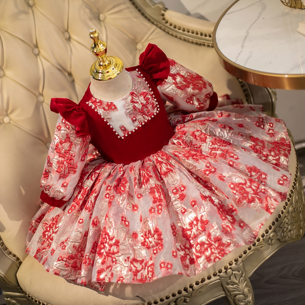 严惠妮周岁礼服女绣花公主蓬蓬裙