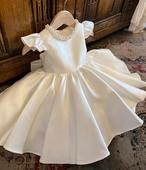 儿童礼服小女孩公主裙春夏季 女童礼服白色婚纱花童演出女宝宝周岁