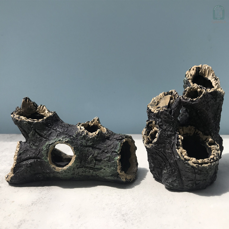 枯木树洞树枝摆件鱼缸沉水造景鱼虾躲避盆栽微景观树脂趣味工艺品_虎窝淘