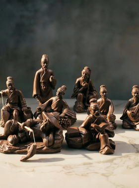 仿紫砂古风人物树脂茶宠摆件