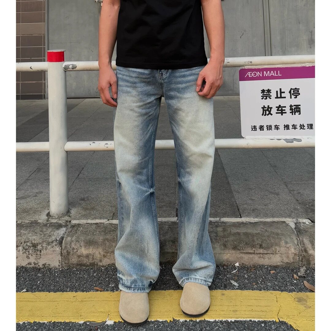 203-6F2537P55特～复古vintage水洗直筒浅蓝色牛仔裤,男装牛仔裤,星座203-6(原电商259)