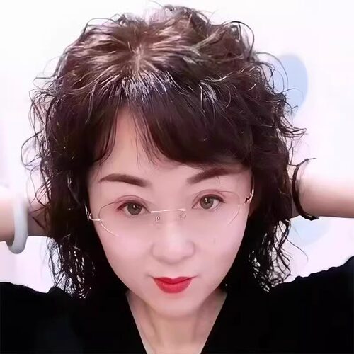 新品轻薄透气补发假发片碎刘海卷发补发片逼真女士羊毛卷波浪烫发