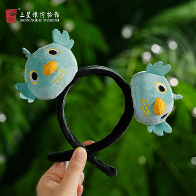 三星堆博物馆文创萌主神鸟毛绒发箍发饰创意生日礼物旅游纪念品