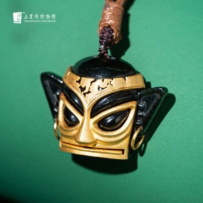 三星堆博物馆文创面具玉雕吊坠天官赐福圆头款节日生日礼物纪念品