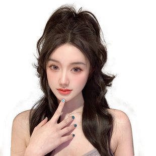 假发女长发瀑布卷发假发辫子抓夹高马尾半扎仿真发俏丽自然甜新款
