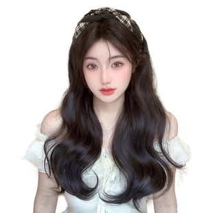 发箍假发女长卷发自然无痕仿真发发卡一体羊毛卷假发全头套大波浪
