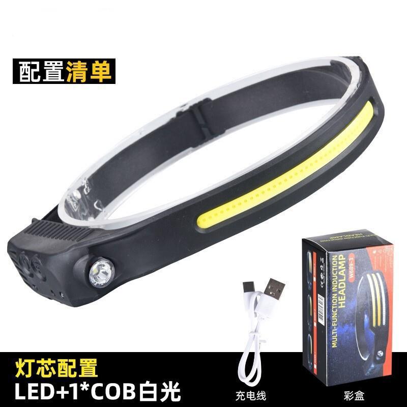 新款硅胶感应头灯Type-C充电户外跑步骑行便携式泛光LED头灯