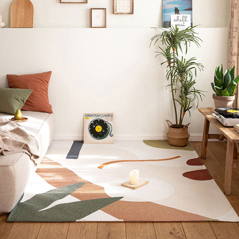 should地毯/日韩田园风植物花卉民宿卧室客厅床边线条艺术地毯