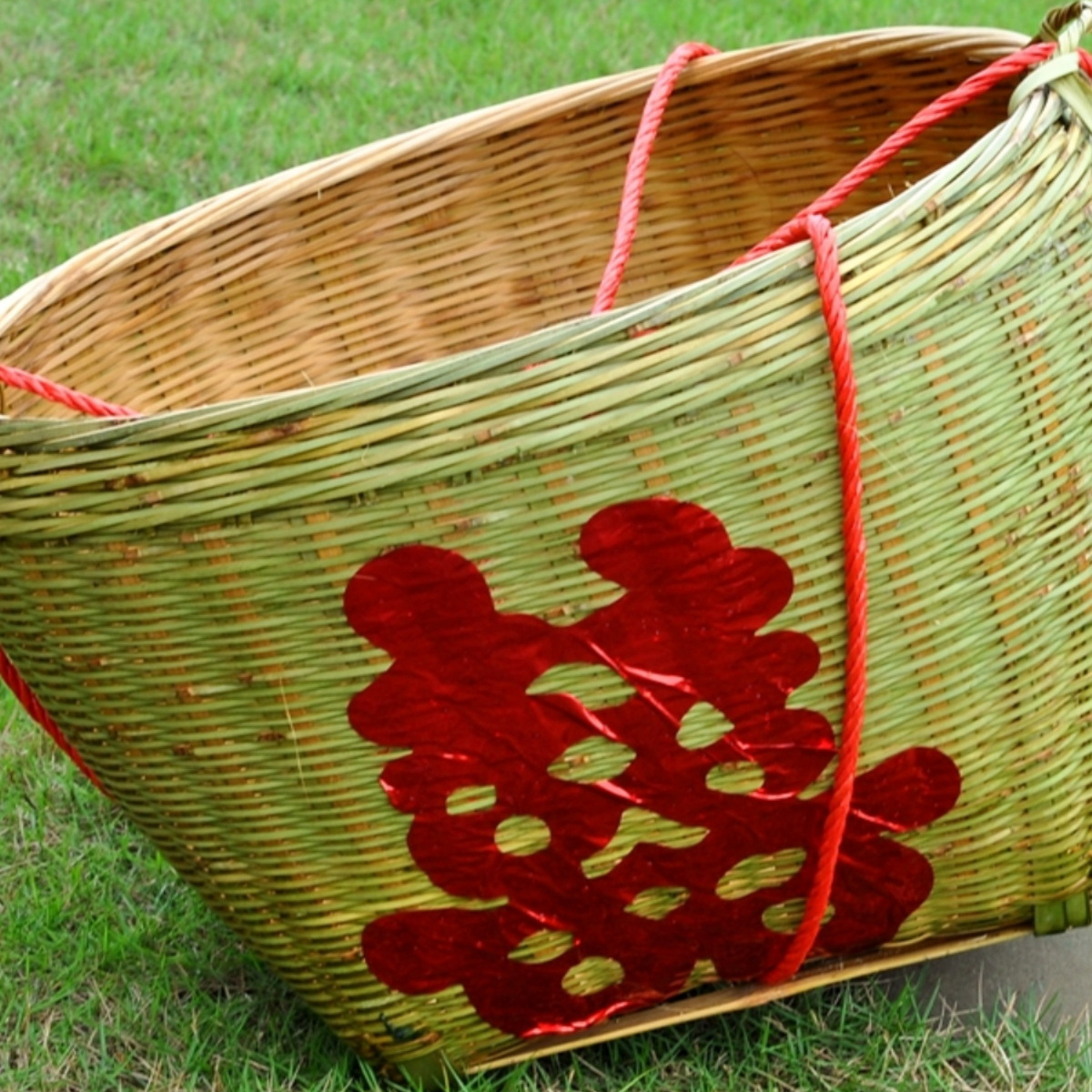 大号竹箩筐竹编制品 粮食篼收纳篓喜事水果筐泥土盆展示架修饰筐