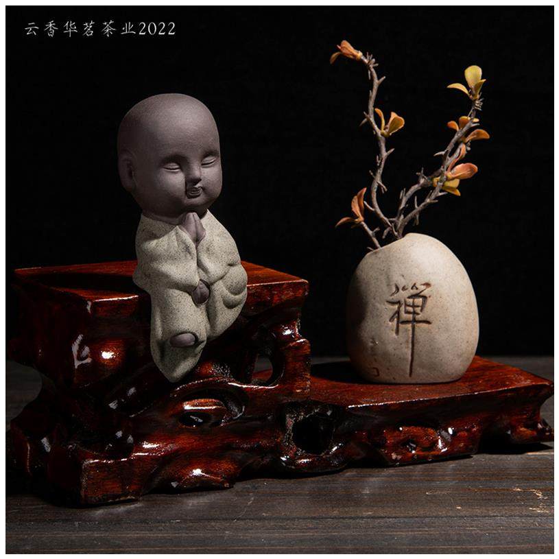 茶宠   盘坐小和尚茶台茶具配件 摆件茶艺工艺品茶宠配件茶盘摆件