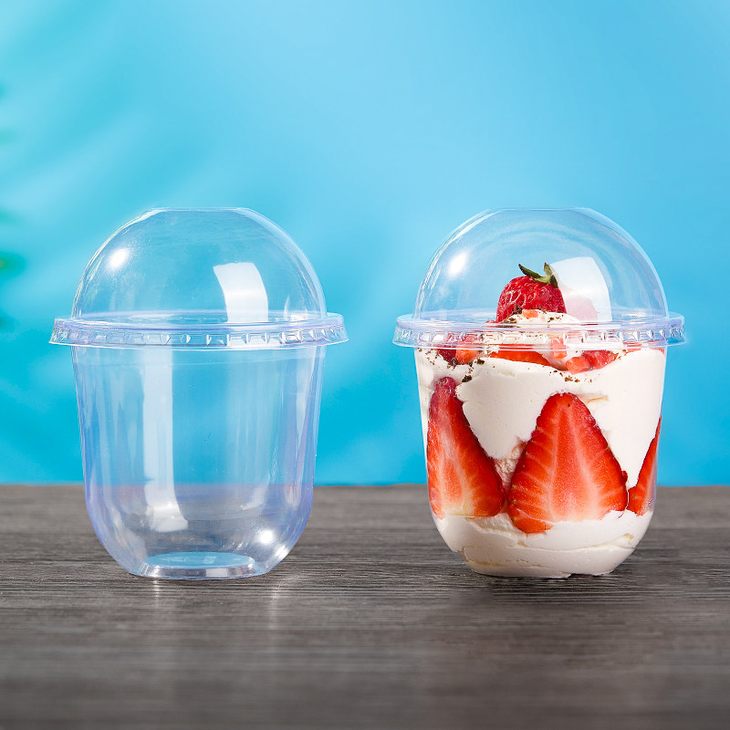 网红啵啵杯胖胖圣代杯一次性杯子奶油包装u型波波蛋糕杯360ml