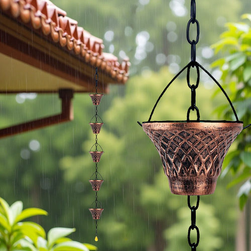 古铜色金属雨链庭院装饰户外