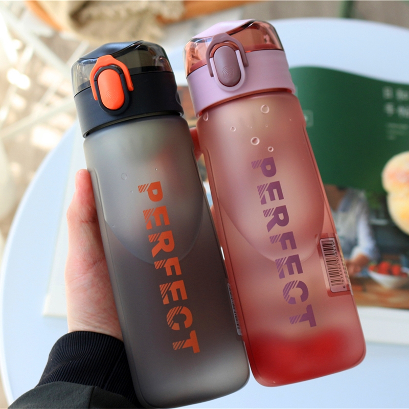 磨砂塑料水杯弹跳盖女夏季带茶漏ins夏天便携男士防摔学生茶杯子