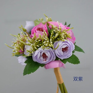 带叶茶苞手扎花新娘手捧花儿童舞蹈道具运动会开幕式入场手持花