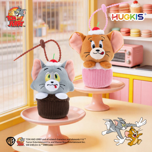 HUGKIS猫和老鼠汤姆杰瑞纸杯蛋糕毛绒挂件公仔钥匙扣包包挂饰礼物