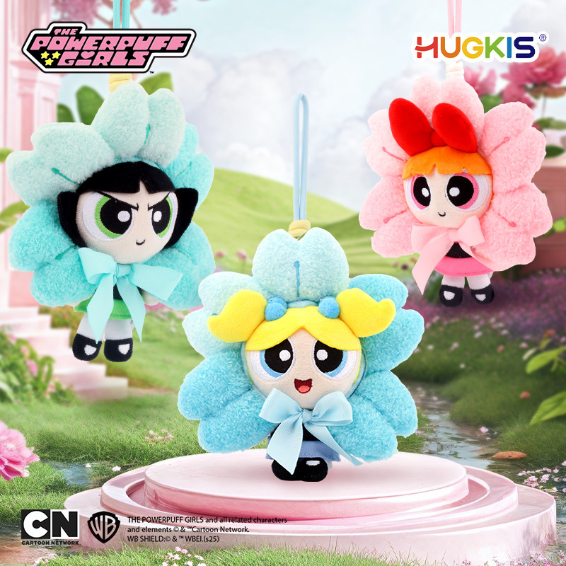 HUGKIS飞天小女警毛绒花朵挂件图片