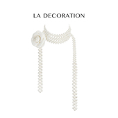 周笔畅同款 LADECORATION长珍珠山茶花项链轻奢百搭腰链choker