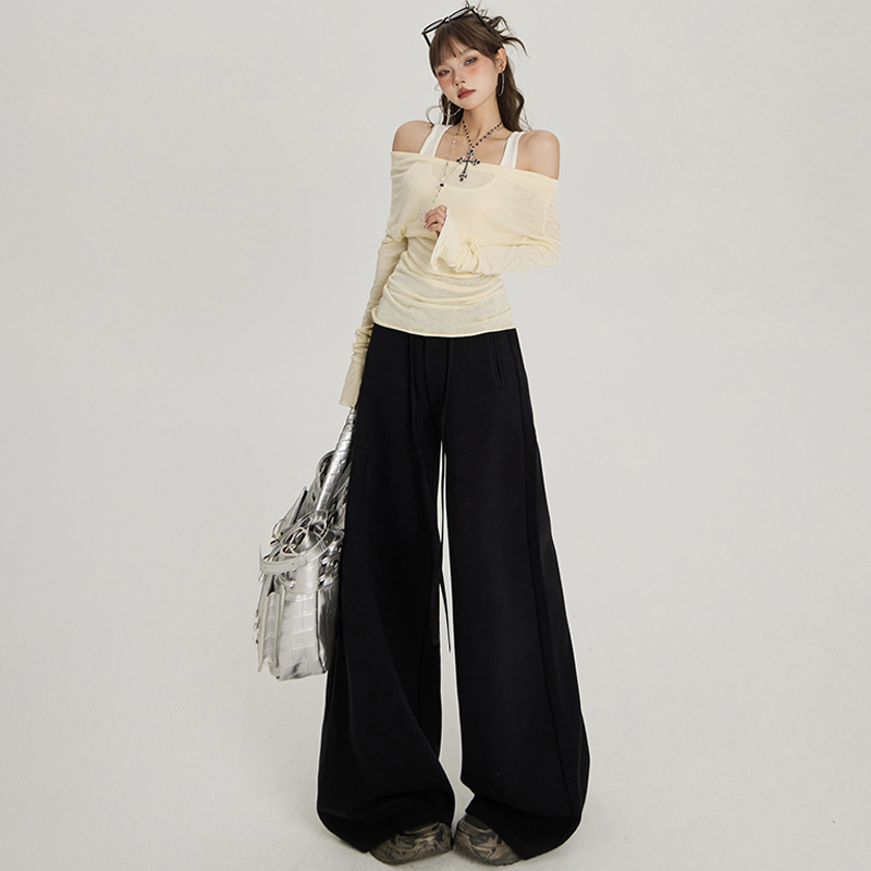 RTRX黑色抽绳卫裤休闲百搭阔腿裤