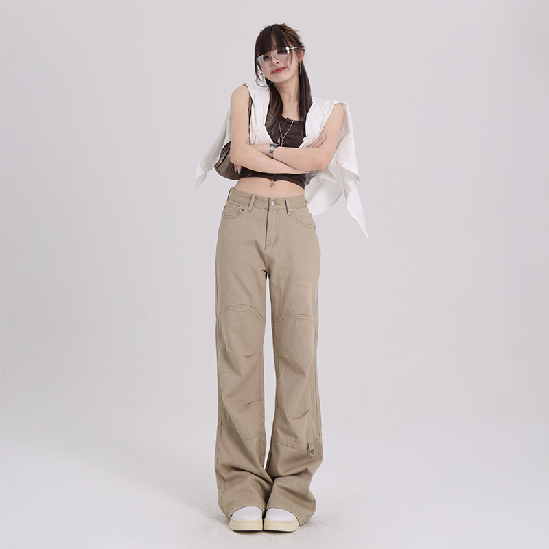 RTRX低腰卡其色工装微喇休闲裤女