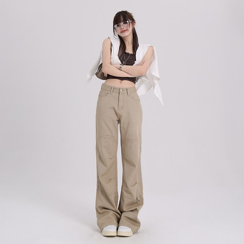 RTRX低腰卡其色工装微喇休闲裤女
