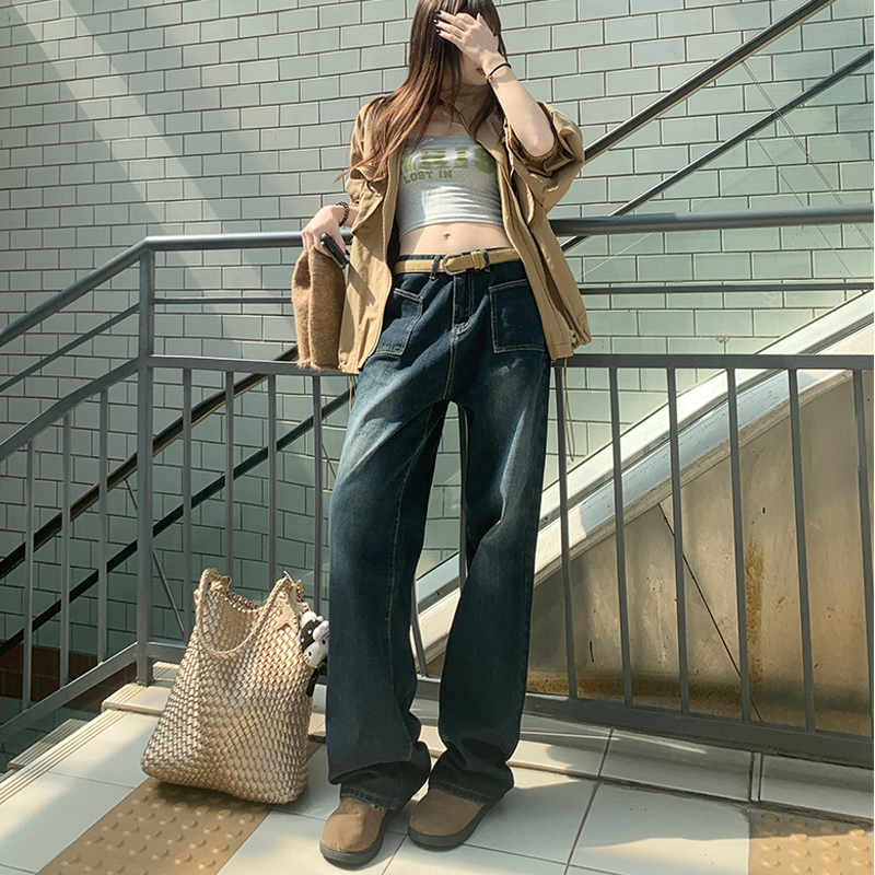 拖地裤高腰显瘦宽松直筒RTRX