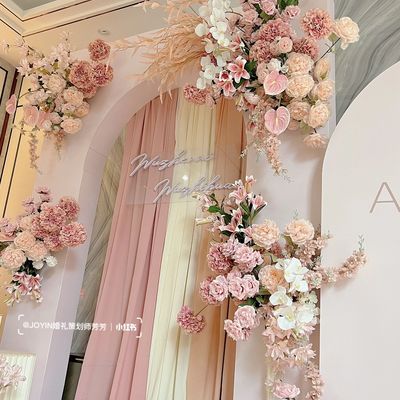订婚宴布置装饰婚礼kt板粉色背景墙网红直播间美容美甲店开业活动