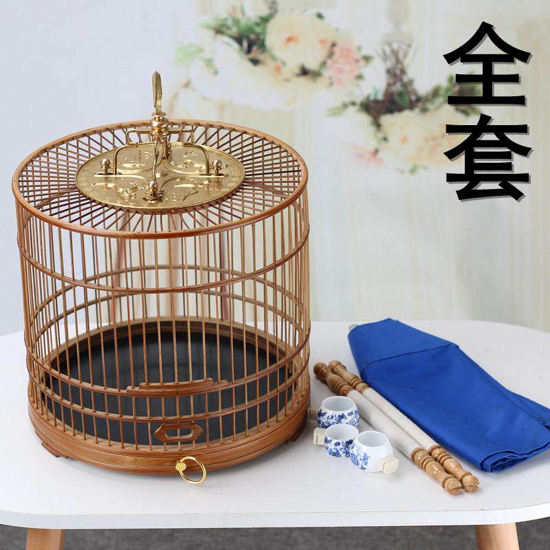 绣眼黄鸟文鸟玉鸟柳莺竹鸟笼抽屉活底紫竹老竹竹皮抛光红子竹鸟笼