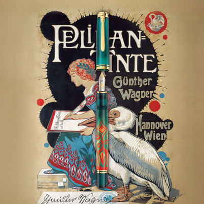 Pelikan百利金Souveran帝王M600特别版 艺术典藏系列鲁迪-罗瑟钢笔14K金尖德国制造活塞上墨 免费刻字