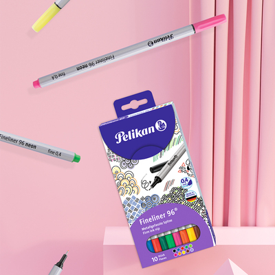 德国Pelikan百利金Fineliner 96进口针管笔细线笔美术专用彩色勾线笔10支装超细绘图笔手绘中性笔不透纸