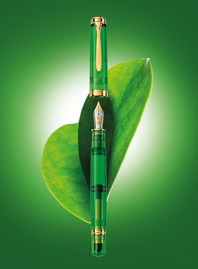 Pelikan百利金帝王Souveran M800 Green Demonstrator绿色透明示范钢笔18K金双色笔尖墨水笔 商务送礼